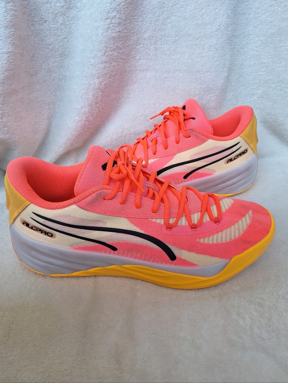 Puma All-Pro Nitro Sunset Glow Mens Basketball Shoes Neon Pink Coral Yellow 15
